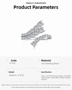 Detailed specs for S925 sterling silver multi-layer snake ring with 5A zircon stones