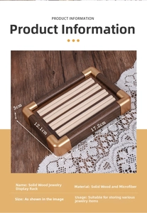 Walnut wood jewelry tray with microfiber slots for ring storage and display