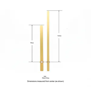 Minimalist golden quartz clock hands set, 90mm hour and 125mm minute metal pointers