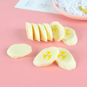 Realistic Artificial Banana Slice PVC Simulation Fruit Model For Photography Props DIY Home Decor Keychain Accessory