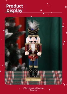 Detail of 25cm pearly pink nutcracker soldier drummer with a drum in festive setting