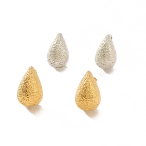 Water-drop hollow earrings in gold and silver matte finish stainless steel