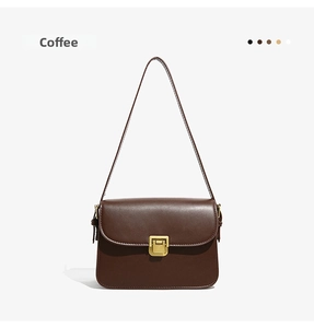 Joli sac à bandoulière marron vintage pour femme élégant et chic petit sac carré