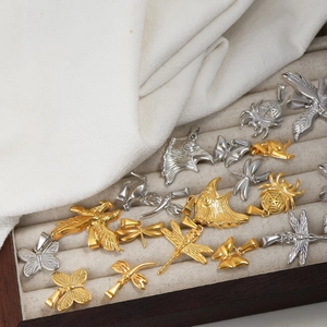 24K gold and silver animal pendants including butterfly and dragonfly for DIY jewelry