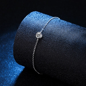 Minimalist S925 sterling silver bubble moissanite bracelet with polished finish