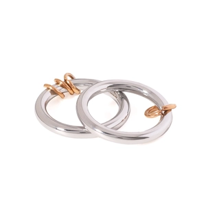 Three-piece stainless steel ring set with silver bands and rose gold link accents