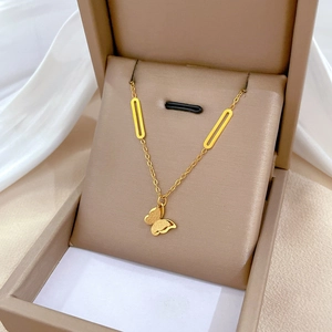 Butterfly Pendant Necklace Titanium Steel Minimalist Gold Plated Clavicle Chain Jewelry For Women Elegant