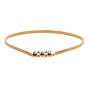Elastic gold metal spring waist belt with sparkling rhinestones and bead accents