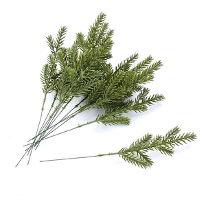 Artificial pine needles and red berries for Christmas home table floral decorations