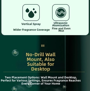 Vertical ultrasonic mist spray tech for wall-mounted or desktop smart aroma diffuser