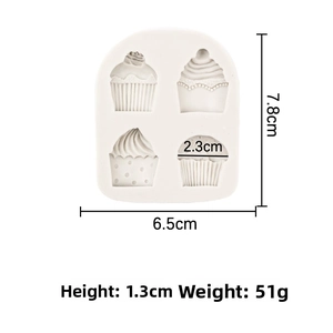 Detaillierte Größenangaben für 4-Loch Cupcake Silikonform zum Backen und Modellieren