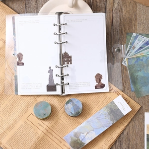 Vintage Monet oil painting stationery set with a binder notebook and decorative tapes