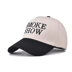 Casquette De Baseball Coton Brodé SMOKE SHOW Lettre Bloc De Couleur Protection Solaire Extérieure Ajustable Homme Femme