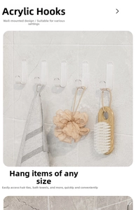 Strong clear acrylic wall hooks with striped texture for bathroom towels and brushes