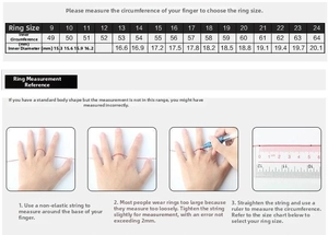 Detailed ring size chart with circumference and diameter guide for adjustable metal rings