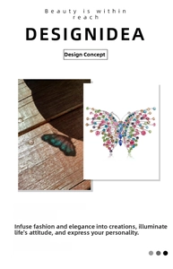 Macro shot of silver alloy butterfly brooch with multi-colored crystal rhinestones