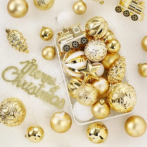 Ensemble de 65 boules de Noël blanc et or élégantes pour décorer le sapin de fête