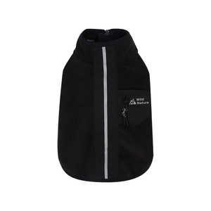 Minimalist black warm dog vest with reflective stripe and zip pocket for winter