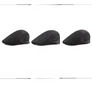 Adjustable side metal buckles on camouflage mesh newsboy hats in black grey and orange