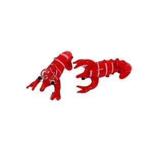 Creative red glass lobster pendant with white stripes for DIY necklace accessories