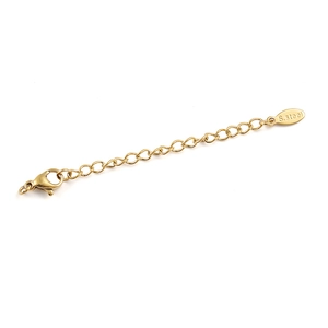 Golden stainless steel necklace extender chain with lobster clasp and S.steel logo tag