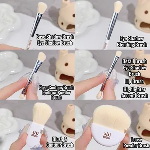 Xixi 6-piece mini portable makeup brush set with soft bristles for powder and blush