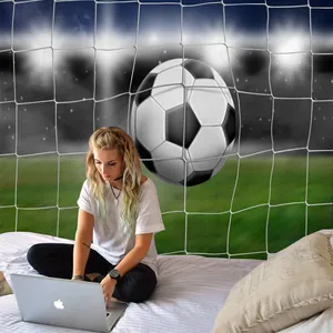 Tenture murale de football pour chambre avec graphisme de stade et éclairage