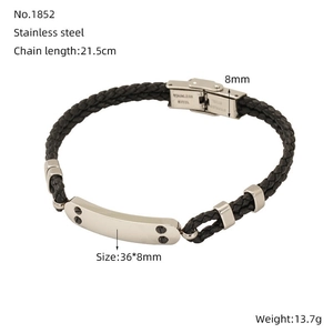 Spécifications de taille pour bracelet en cuir tressé et acier inoxydable pour homme