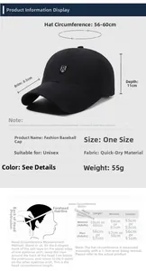 Size chart for quick-dry baseball cap showing 56-60cm circumference and measuring guide