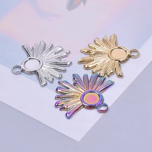 DIY stainless steel sunburst pendants in gold, silver, and rainbow 18k plated finishes