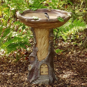 Mangeoire à Oiseaux en Résine pour Jardin Extérieur Statue d'Animal Mignon Décor de Cour Ornement de Bain d'Oiseaux pour Patio