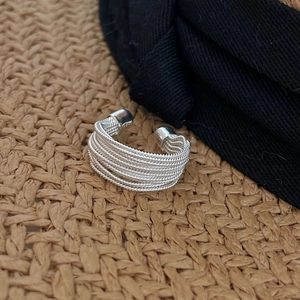 925 sterling silver multi-strand braided open ring with a gold-plated vintage finish