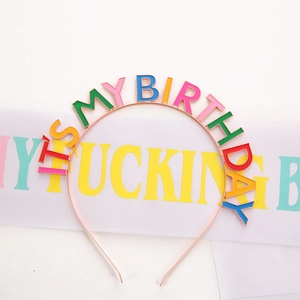 Colorful metal headband with It's My Birthday lettering for girl's birthday party decor