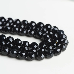 Polished natural black agate faceted diamond cut beads for DIY jewelry making