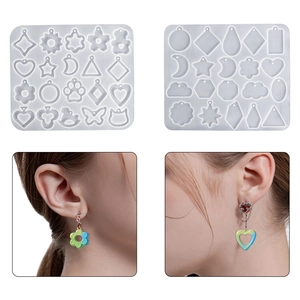 Multi Cavity Silicone Molds For Resin Jewelry Making DIY Epoxy Casting Heart Star Flower Cat Claw Pendants Earrings Keychain