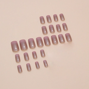 Gradient purple mirror press-on nails set with 24 pieces short square false nails kit