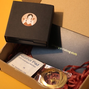 French vintage gold jewelry set including stone necklace and branded gift packaging
