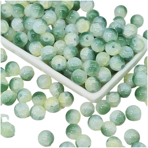 Polished 10mm gradient green translucent loose glass beads for DIY jewelry making