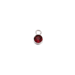 Pendentif pierre de naissance rouge 6,5mm avec monture en acier inoxydable argenté