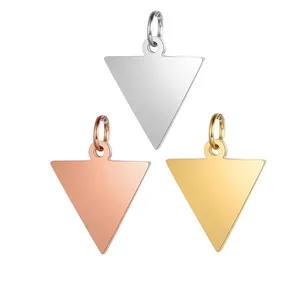 Inverted Triangle Pendants Stainless Steel Polished Geometric Charms For Jewelry Making DIY Necklace Accessories
