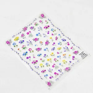 Thin and tough nail art stickers with colorful embroidery flower patterns in TO-693 style