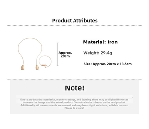 Detailed size and weight specs of the metallic teardrop choker and cuff jewelry set
