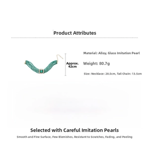 Detailed size and weight specs for vintage multilayer green pearl choker necklace