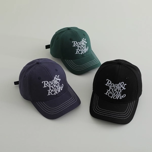 Casquette De Baseball Enfant Coton Lettres Brodées Surpiqûres Contrastées Protection Solaire Sport Pour Garçons Et Filles
