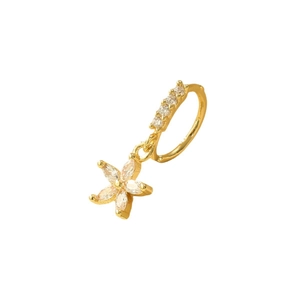 Exquisite gold-plated flower hoop earrings with sparkling cubic zirconia stones