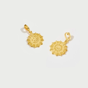 Detailed close-up of S925 sterling silver sun and moon earrings in gold finish