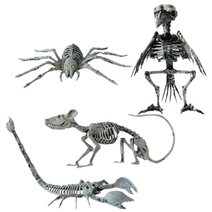 Realistic Halloween skeleton decor set including spider, bird, rat and scorpion models