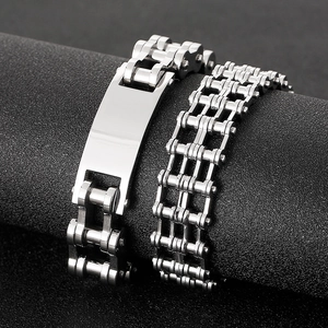 Ensemble de bracelets punk pour hommes en acier inoxydable avec chaîne de moto polie