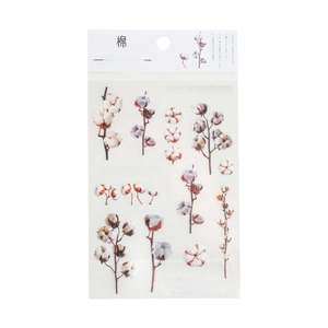 Japanese style cotton floral PET stickers for scrapbooking and DIY craft decoration