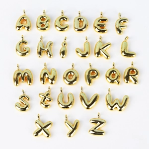 3D Bubble Letter Pendant Necklace Balloon Initial Alphabet Hip Hop Gold Plated Brass Jewelry For Men Women Polished Shine